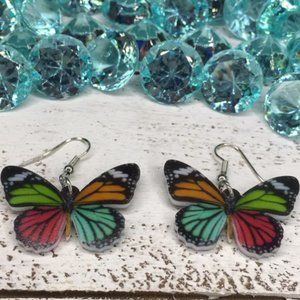 Rainbow Mist Acrylic Butterfly Earrings
